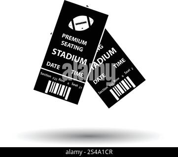 US-amerikanischer American-Football-Tickets-Symbol. Weißen Hintergrund mit Schatten Design. Vektor-Illustration. Stock Vektor