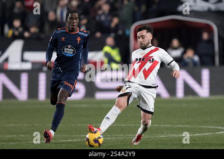 Madrid, Spanien. Januar 2025. MADRID, SPANIEN - Januar 10: Unai Lopez von Rayo Vallecano im Spiel LaLiga EA Sports 2024/25 zwischen Rayo Vallecano und Barcelona im Celta de Vigo Stadion in Madrid. (Foto: Guillermo Martinez/SIPA USA) Credit: SIPA USA/Alamy Live News Stockfoto