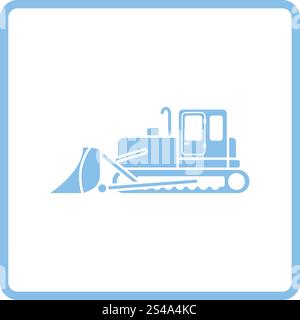 Symbol der Bau Bulldozer. Blauer Rahmen-Design. Vektor-Illustration. Stock Vektor