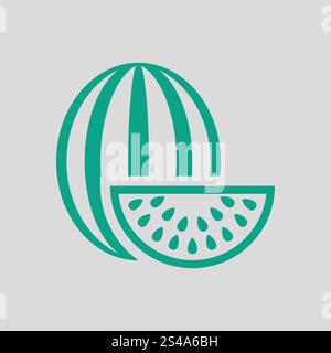 Wassermelone-Symbol. Grauer Hintergrund mit grün. Vektor-Illustration. Stock Vektor