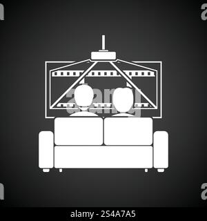 Kino-Sofa-Symbol. Schwarzer Hintergrund mit weißen. Vektor-Illustration. Stock Vektor