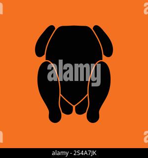 Huhn-Symbol. Orangefarbenen Hintergrund mit schwarz. Vektor-Illustration. Stock Vektor