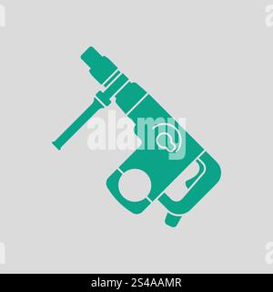 Elektrische Perforator-Symbol. Grauer Hintergrund mit grün. Vektor-Illustration. Stock Vektor