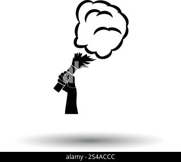 Fußball Fans Hand Holding verbrannt Flayer mit Rauch-Symbol. Weißen Hintergrund mit Schatten Design. Vektor-Illustration. Stock Vektor