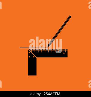 Bleistiftlinie mit Waage-Symbol. Orangefarbenen Hintergrund mit schwarz. Vektor-Illustration. Stock Vektor