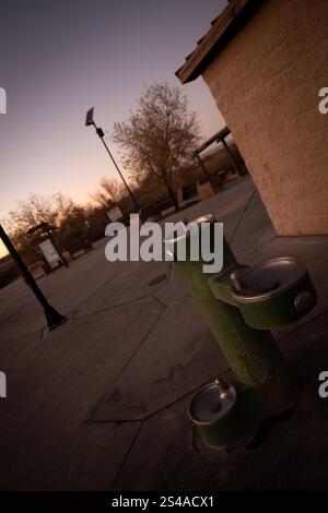 Feuchtgebiete Park, Las Vegas, Nevada - Januar 2025: Feuchtgebiete Park bei Sonnenaufgang im Winter. Stockfoto