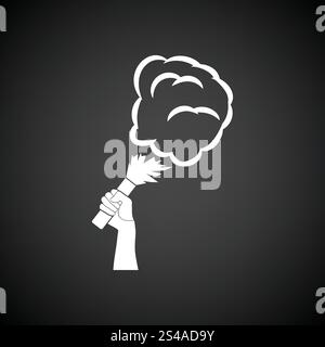 Fußball Fans Hand Holding verbrannt Flayer mit Rauch-Symbol. Schwarzer Hintergrund mit weißen. Vektor-Illustration. Stock Vektor