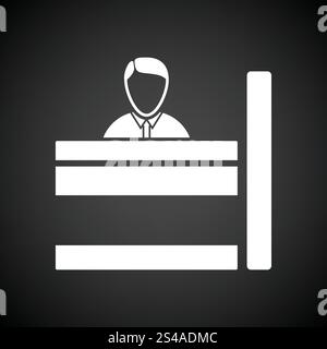 Bank-Sachbearbeiter-Symbol. Schwarzer Hintergrund mit weißen. Vektor-Illustration. Stock Vektor