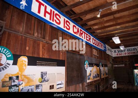 Plains, Usa. Januar 2025. Im Train Depot in Downtown Area der Heimatstadt Plains, GA, USA, des ehemaligen US-Präsidenten Jimmy Carter, am Donnerstag, den 9. Januar, 2025. der verstorbene Präsident wird während einer Privatbeerdigung in seinem langjährigen Wohnsitz in Plains zur Ruhe gebracht. Foto: Andi Rice/CNP/ABACAPRESS. COM Credit: Abaca Press/Alamy Live News Stockfoto