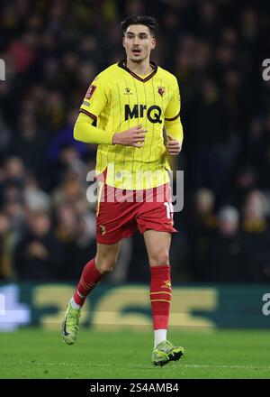 London, Großbritannien. Januar 2025. Antonio Tikvic aus Watford während des FA Cup Spiels im Craven Cottage, London. Der Bildnachweis sollte lauten: Paul Terry/Sportimage Credit: Sportimage Ltd/Alamy Live News Stockfoto