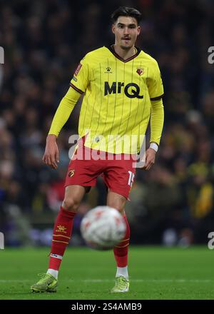 London, Großbritannien. Januar 2025. Antonio Tikvic aus Watford während des FA Cup Spiels im Craven Cottage, London. Der Bildnachweis sollte lauten: Paul Terry/Sportimage Credit: Sportimage Ltd/Alamy Live News Stockfoto