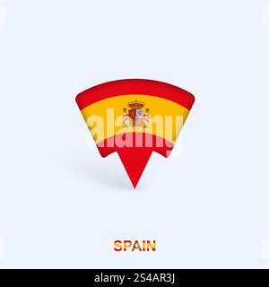 Spanien Flag Karte Pointer Design mit Schatten. Vektor-Illustrator. Stock Vektor