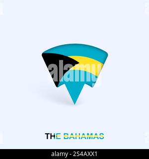 Die Bahamas Flag Map Pointer Design mit Schatten. Vektor-Illustrator. Stock Vektor