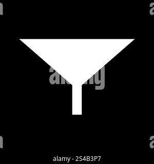 Filter oder Trichter es ist ein weißes Symbol .. Filter oder Trichter es ist ein weißes Symbol . Flache Ausführung. Stock Vektor