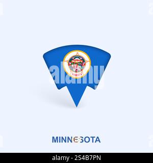 Minnesota Flag Map Pointer Design mit Schatten. Vektor-Illustrator. Stock Vektor
