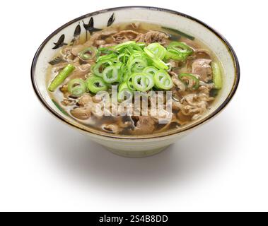 Eine Spezialität von Osaka in Japan. Nikusui ist eine Fleischsuppe aus dünn geschnittenem ​​beef-Bauch, gekocht in Sojasauce gewürzte Bonitoflocken-Brühe. Stockfoto