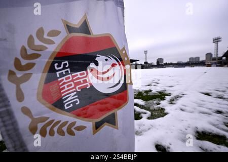 Seraing, Belgien. Januar 2025. Das Pairay-Stadion des RFC Seraing wurde am Samstag, den 11. Januar 2025 in Seraing gezeigt. Das morgige Spiel zwischen RFC Seraing und Lierse SK am 17. Tag der 2. Liga der Challenger Pro League 2024-2025 1B der belgischen Meisterschaft wird aufgrund schlechter Wetterbedingungen verschoben. BELGA FOTO JOHN THYS Credit: Belga News Agency/Alamy Live News Stockfoto