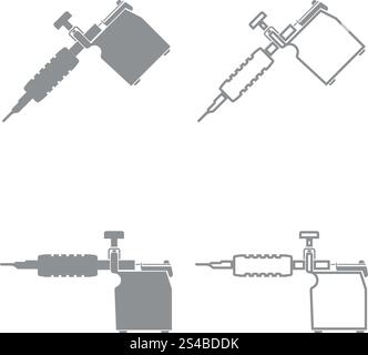 Symbol für Tätowiermaschinen. Graues Set .. Symbol für Tätowiermaschinen. Es ist grau gesetzt. Stock Vektor