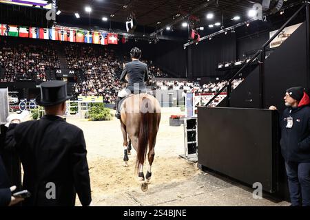 Julien Epaillard von Frankreich mit Easy Up de Grandry während des Longines Grand Prix von Basel bei den Longines CHI Classics Basel am 10. Januar 2025 in Basel (Foto von Maxime David - MXIMD Pictures) Credit: MXIMD Pictures/Alamy Live News Stockfoto