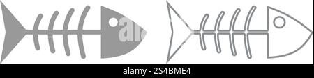 Symbol für Fischskelett. Graues Set .. Symbol für Fischskelett. Es ist grau gesetzt. Stock Vektor