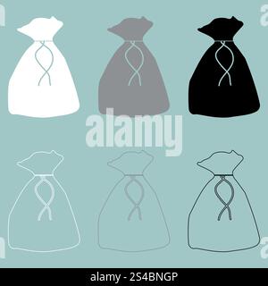 Symbol für Beutel oder Sack oder Beutel. Sack- oder Beutelsymbol ist eingestellt. Stock Vektor