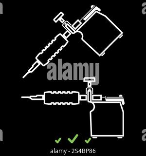 Tätowiermaschinen es ist ein weißes Symbol. Tätowiermaschinen es ist ein weißes Symbol. Flacher STYLE Stock Vektor