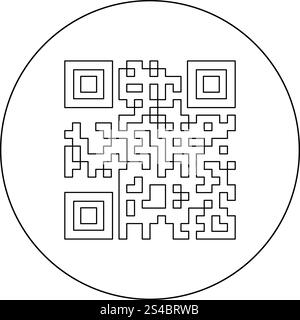QR-Code Symbol Farbe Schwarz im Kreis oder runde Vector Illustration Stock Vektor