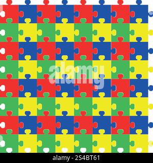 Rot grün gelb blau Puzzles. Rote grüne gelbe blaue Puzzles. Stock Vektor
