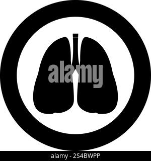 Lungen Symbol Farbe Schwarz im Kreis Vector Illustration Stock Vektor