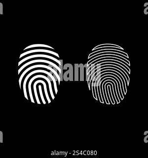 Fingerprint Icon Set Farbe weiß Vektor-illustration Flat Style simple Image outline Stock Vektor