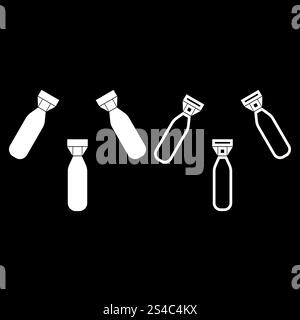 Military Air bombe Icon Set Farbe weiß Vektor-illustration Flat Style simple Image Stock Vektor