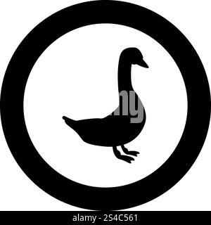 Gans Symbol Farbe Schwarz im Kreis runde Vector Illustration Stock Vektor