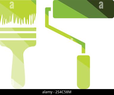Symbol für Baupinsel. Symbol für Baupinsel. Flaches Farbdesign. Vektorabbildung. Stock Vektor