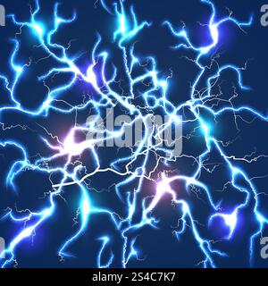 Thunder Bolts dunkler Vektorhintergrund. Thunder Bolts dunkler Vektorhintergrund. Leuchtende Darstellung der Stromversorgung Stock Vektor