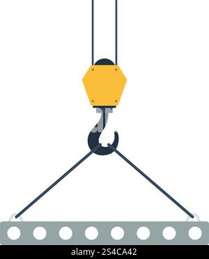 Symbol der Platte am Kranhaken durch Seil Seile gehängt. Flache Farbgestaltung. Vector Illustration. Stock Vektor