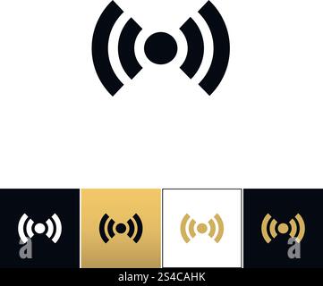 Symbol Vektorsymbol für Wi-fi-Funksignal. Symbol Vektorsymbol für Wi-fi-Funksignal. Wi-fi-Funksignal-Spot-Symbol-Programm auf schwarzem, weißem und goldenem Hintergrund Stock Vektor