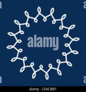 Nautische Seile Rahmen auf marineblauem Hintergrund. Ineinander verflochtene nautische Seile auf marineblauem Hintergrund. Vektor-Illustration Emblem Stock Vektor