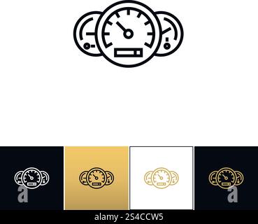 Symbol für Geschwindigkeitslinie oder Symbol für linearen Vektor mit hohem Fortschritt. Symbol für Geschwindigkeitslinie oder Symbol für linearen Vektor mit hohem Fortschritt. Symbol für Geschwindigkeitslinie oder lineares Programm mit hohem Fortschritt auf schwarzem, weißem und goldenem Hintergrund Stock Vektor