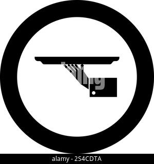 Hand mit Tray icon Schwarz Farbe im Kreis runde Vector Illustration Stock Vektor