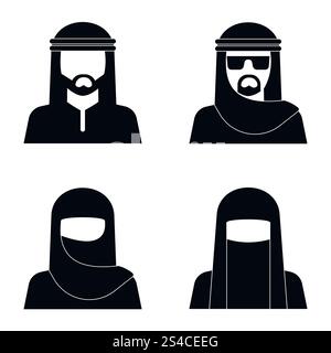 Avatar der Menschen aus dem Nahen Osten. Avatar aus dem Nahen Osten im monochromen Stil. Vektorabbildung Stock Vektor