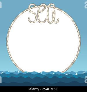 Meereswellen und Meeresseile. Meereswellen und Meeresseile. Vintage nautische und blaue Welle, Vektorillustration Stock Vektor