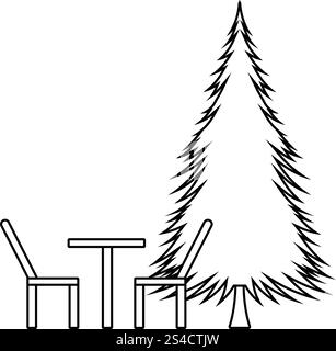 Symbol der park Sitz und Kiefer. Thin Line Design. Vector Illustration. Stock Vektor