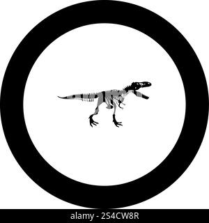 Dinosaurier Skelett T-rex Symbol Farbe Schwarz im runden Kreis Vector Illustration Stock Vektor