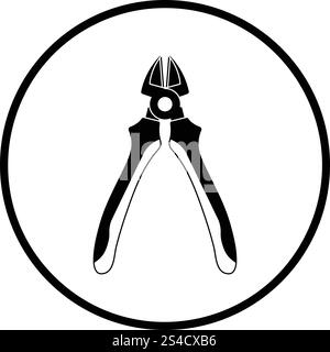 Seite-Scheren-Symbol. Dünnen Kreis Design. Vektor-Illustration. Stock Vektor