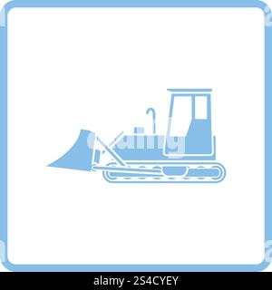 Symbol der Bau Bulldozer. Blauer Rahmen-Design. Vektor-Illustration. Stock Vektor