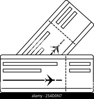 Symbol für zwei Flugtickets. Thin Line Design. Vector Illustration. Stock Vektor