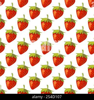 Roter Vektor Erdbeeren nahtloses Muster. Roter Vektor Erdbeeren nahtloses Muster. Hintergrund mit Illustration reifer Früchte Stock Vektor