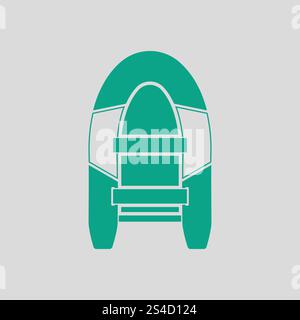Ikone der Schlauchboot. Grauer Hintergrund mit grün. Vektor-Illustration. Stock Vektor