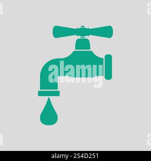 Symbol des Rohres mit Ventil. Grauer Hintergrund mit grün. Vektor-Illustration. Stock Vektor