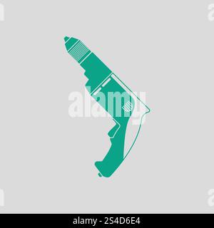 Bohrmaschine-Symbol. Grauer Hintergrund mit grün. Vektor-Illustration. Stock Vektor